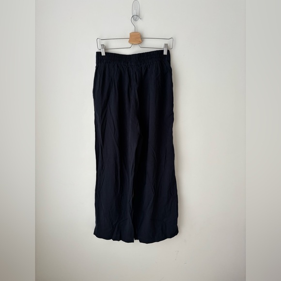 Max Studio Navy Wide Leg Pants Elastic Waist Minimalist Draped Trousers L - Picture 6 of 8
